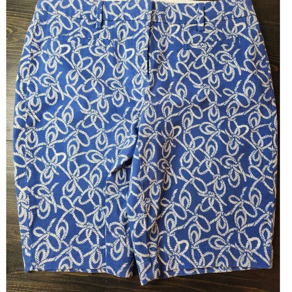 Lands End Sailor Rope Beach Royal Blue Shorts Bermuda Nautical Pockets Size 4
